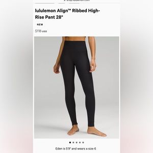 Lululemon Align Ribbed High-Rise Pant 28"